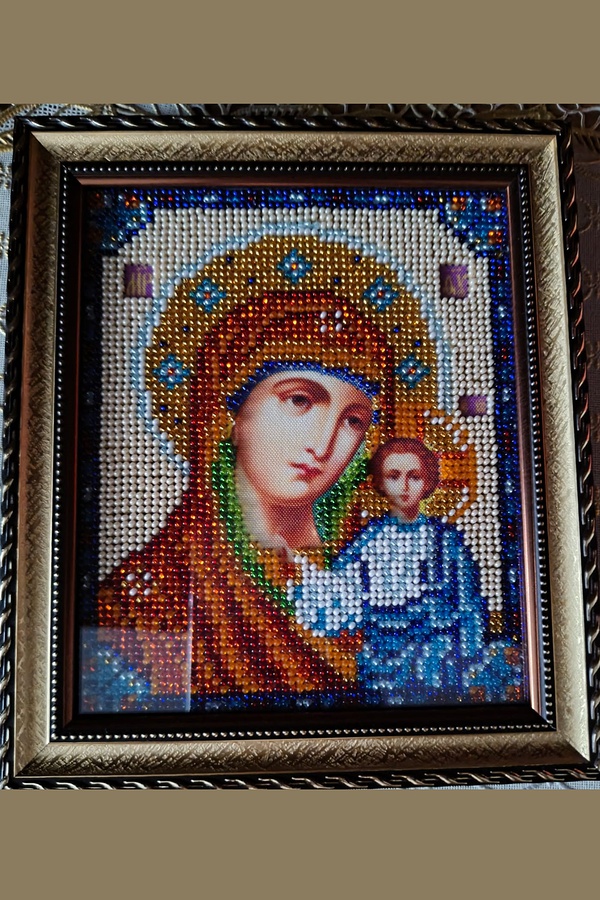 Icon with beads Open heart of Jesus