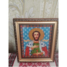 Icon of Saint Vyacheslav, print with beads