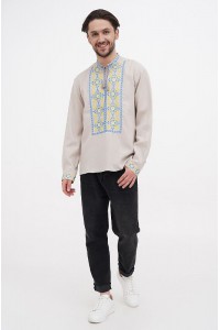 Men's embroidered shirt with yellow-blue embroidery made of linen Svitiaz.