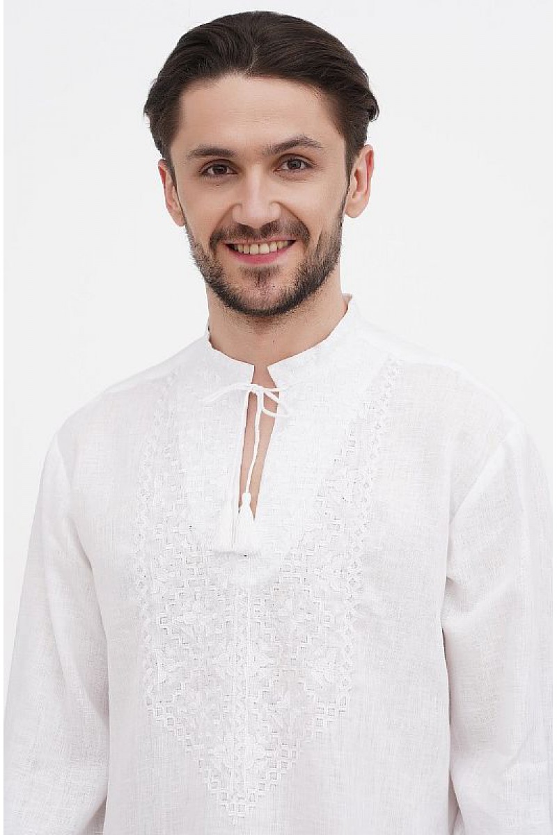 Мужская вышиванка белым по белому Аскольд Мужская вышиванка белым по белому Аскольд
