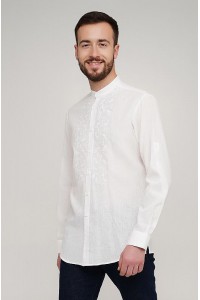 Чоловічі біла вишиванка з білою вишивкою  Орест