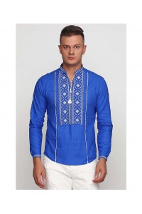 Svyatomir blue, men's embroidered shirt