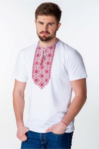 Dmitry, men's embroidered T-shirt, red embroidery