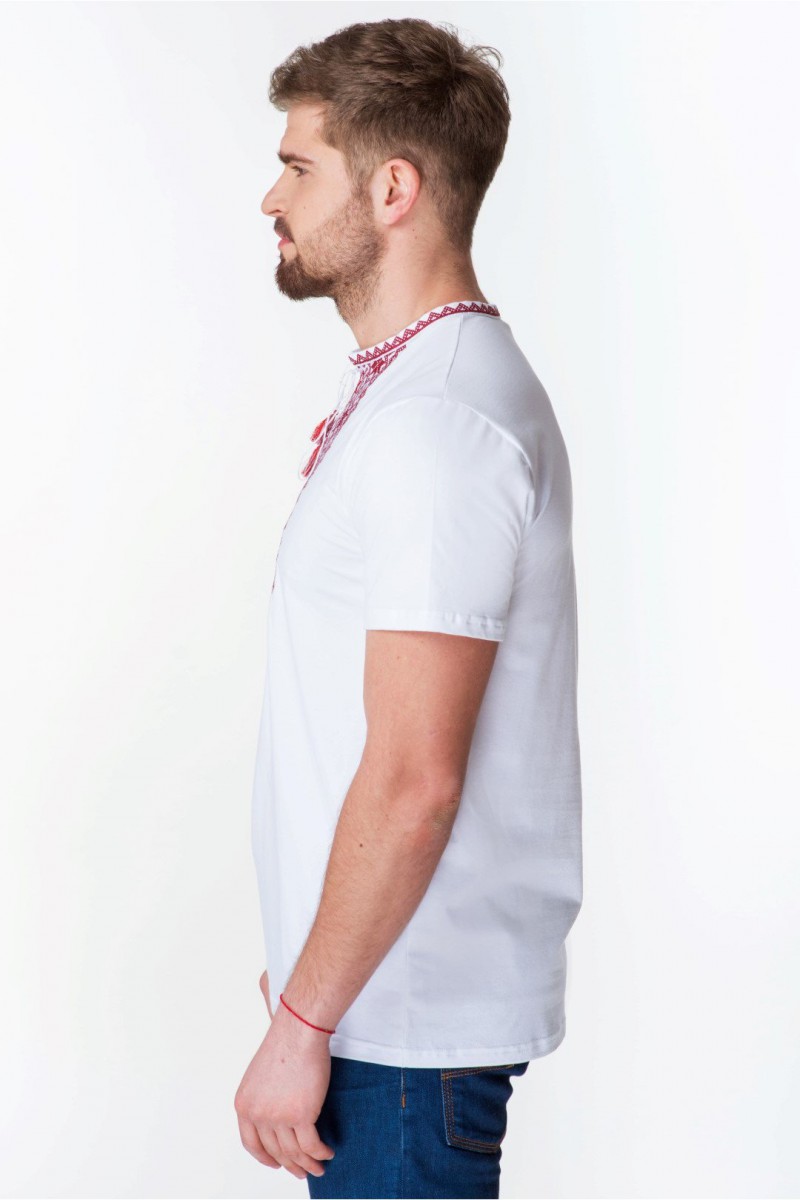 Dmitry, men's embroidered T-shirt, red embroidery