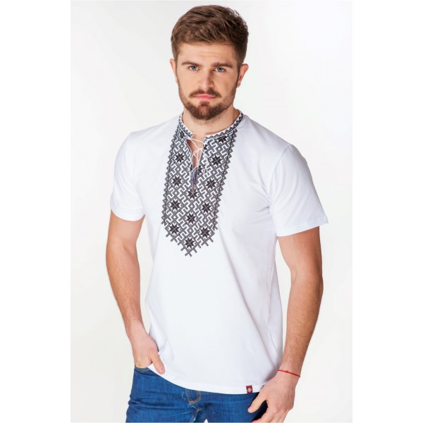 Dmitry, men's embroidered T-shirt, black embroidery