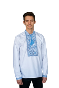 Men's embroidered shirt of blue color Neboslav