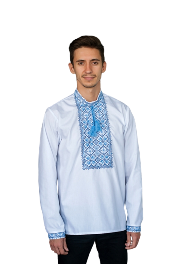 Men's embroidered shirt of blue color Neboslav, 52 (XL)