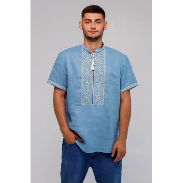 Men's linen-denim shirt with short sleeves Lucheslav