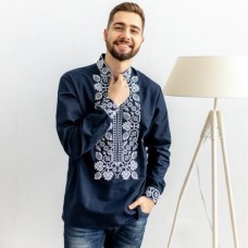 Vsevolod, dark blue embroidered jacket with white embroidery