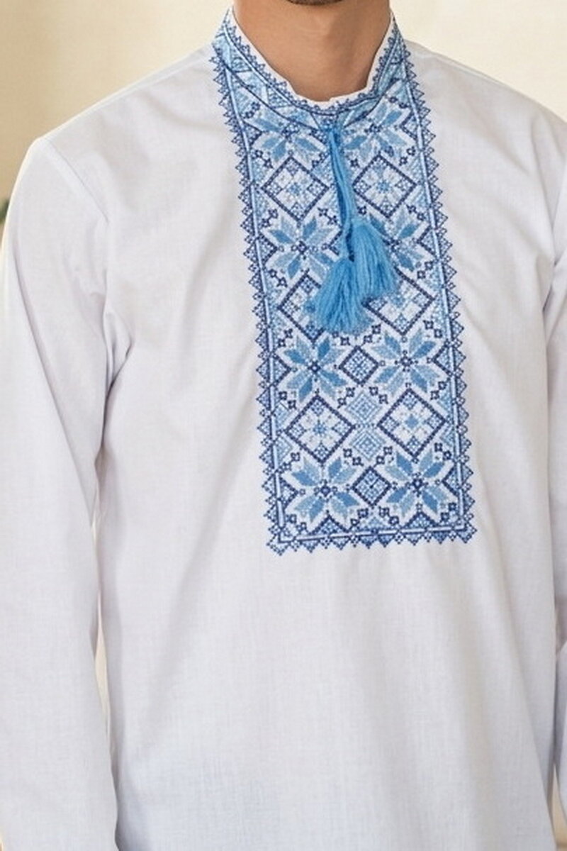 Men's embroidered shirt of blue color Neboslav