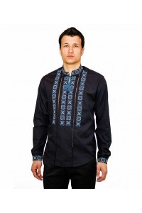 Zori, men's black embroidered shirt with blue embroidery 62 розміру