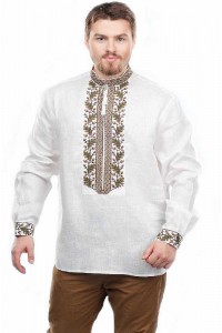 Men's linen embroidered shirt with long sleeves "Dub"