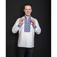 Sviatoslav is new, white embroidered shirt with blue embroidery