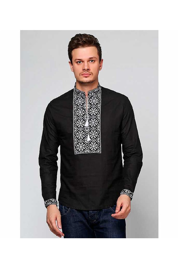 Black men's embroidered shirt Danko, 54