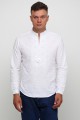 is white, and men's white embroidered shirt on white