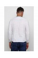 is white, and men's white embroidered shirt on white