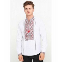 Гордій, чоловіча вишиванка з червоною вишивкою. Гордій, чоловіча вишиванка з червоною вишивкою.