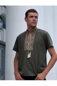 Men's embroidered T-shirt khaki Nazariі