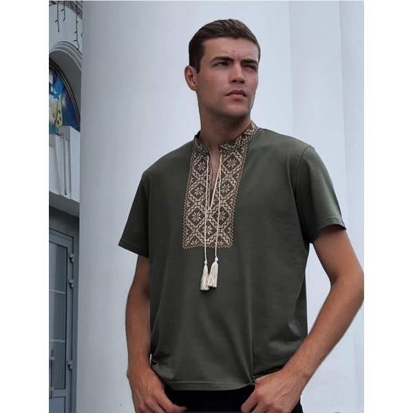 Men's embroidered T-shirt khaki Nazariі