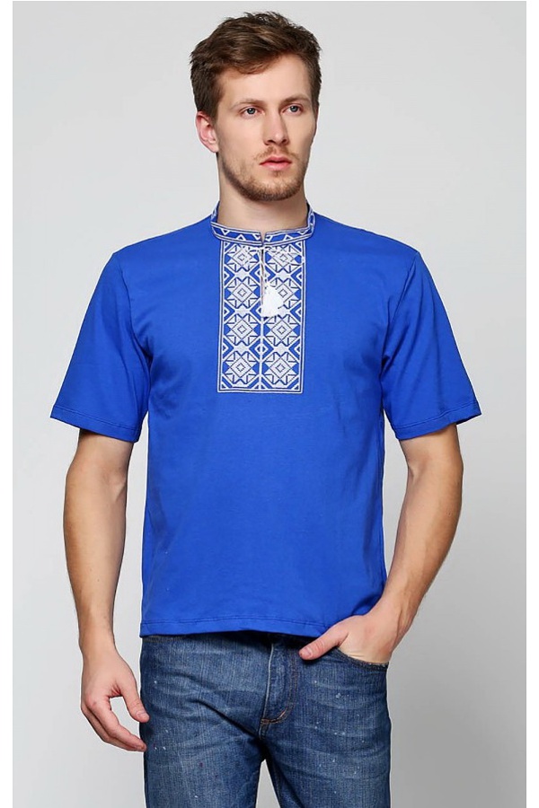 Men's blue Svyatomir embroidered shirt, XL