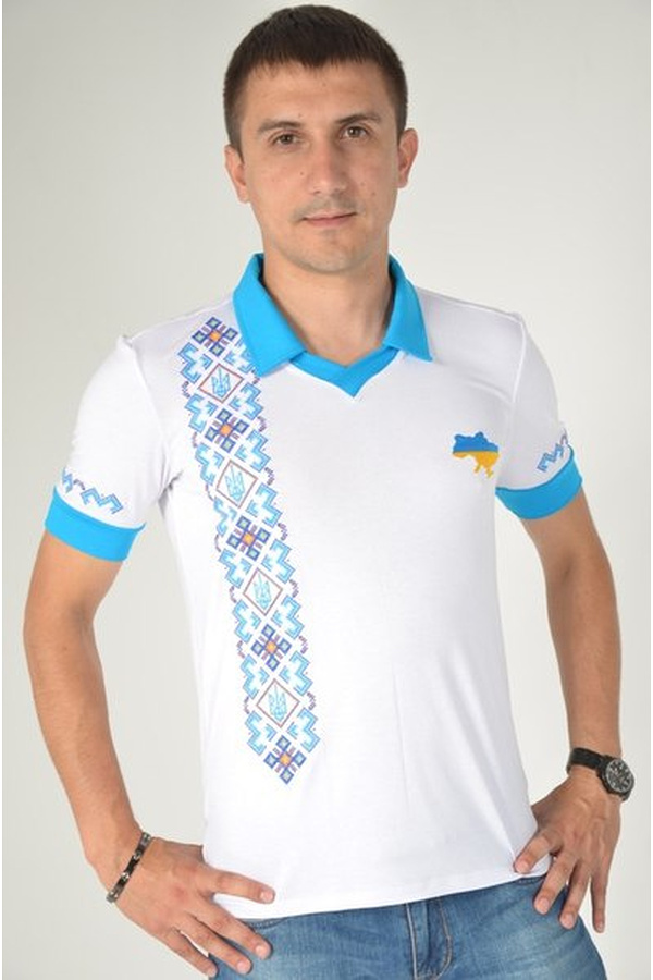 Ukraine bila vishivanka polo shirt