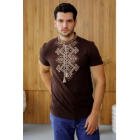 Chocolate men's T-shirt embroidered Ostap, XL Chocolate men's T-shirt embroidered Ostap, XL