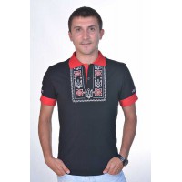 Поло з вишивкою Україна чорно-червона чоловіча