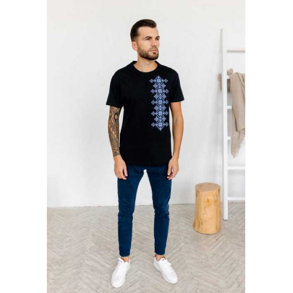 Svoboda, men's black embroidered T-shirt