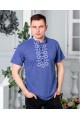 Men's embroidered shirt Zahar, blue, denim.