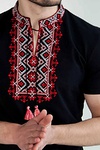 Футболка з вишивкою Зорепад темно-синя з червоною