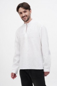 Men's gray linen embroidered shirt "Oleksa"