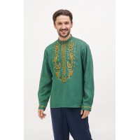 Green men's embroidered shirt Yarema