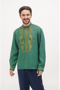 Green men's embroidered shirt Sokil