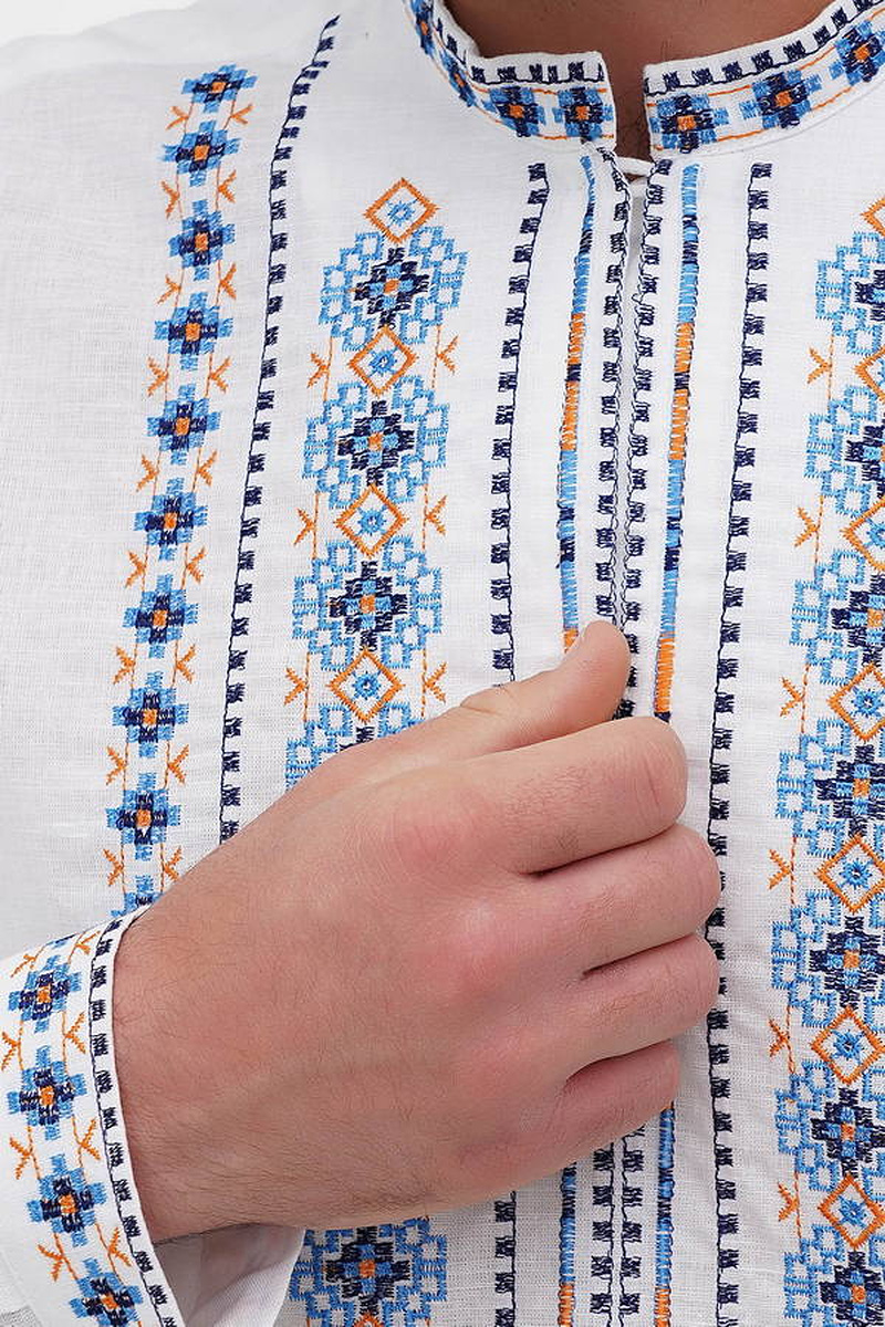 Men's embroidered shirt Zakhar white linen