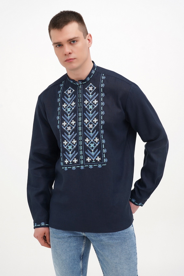 Темно-синя вишиванка чоловіча Ясен, 52 (XL)