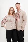 Beige men's embroidered shirt Yasen