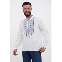Мужская вышиванка Захар, белый лен
