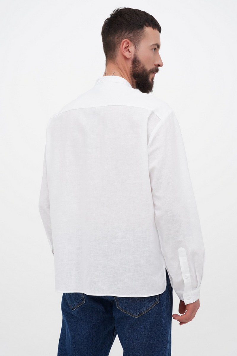 Men's embroidered shirt Zakhar, white linen
