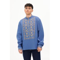 Blue men's embroidered shirt Yarema