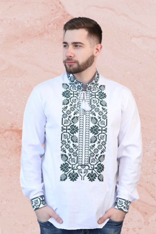 Vsevolod, white embroidered jacket with  embroidery, XL