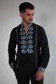 Black men's embroidered shirt with blue embroidery Zalissya