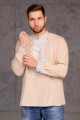 Zalisya, brown double embroidered shirt for men