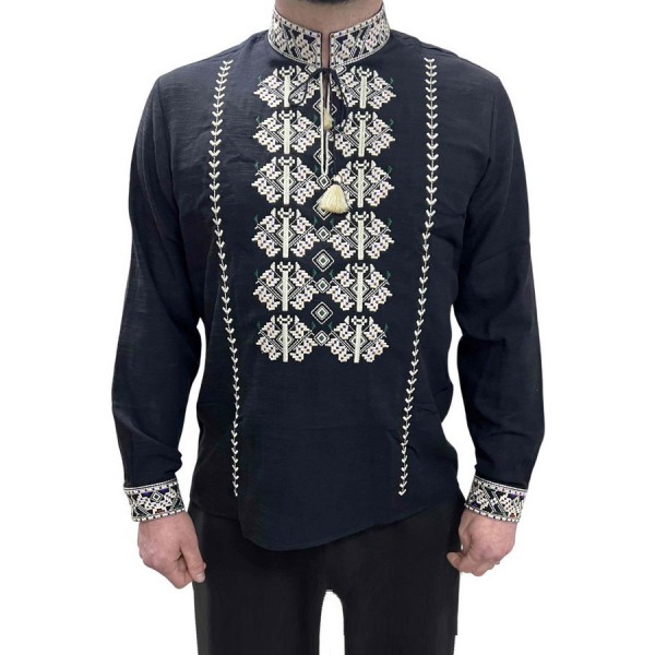 Black steam embroidered men's shirt Zalissia