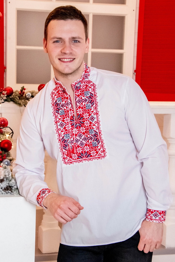 Men’s embroidered shirt with red-and-black Zhyttieslav Plus