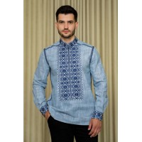 Блакитна вишиванка чоловіча Лаврін, XL