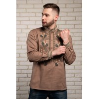 Men's embroidered shirt with green cross-stitch embroidery Dibrova,, S