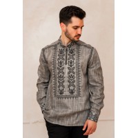 Men's gray embroidered jacket with black embroidery Volodymyr