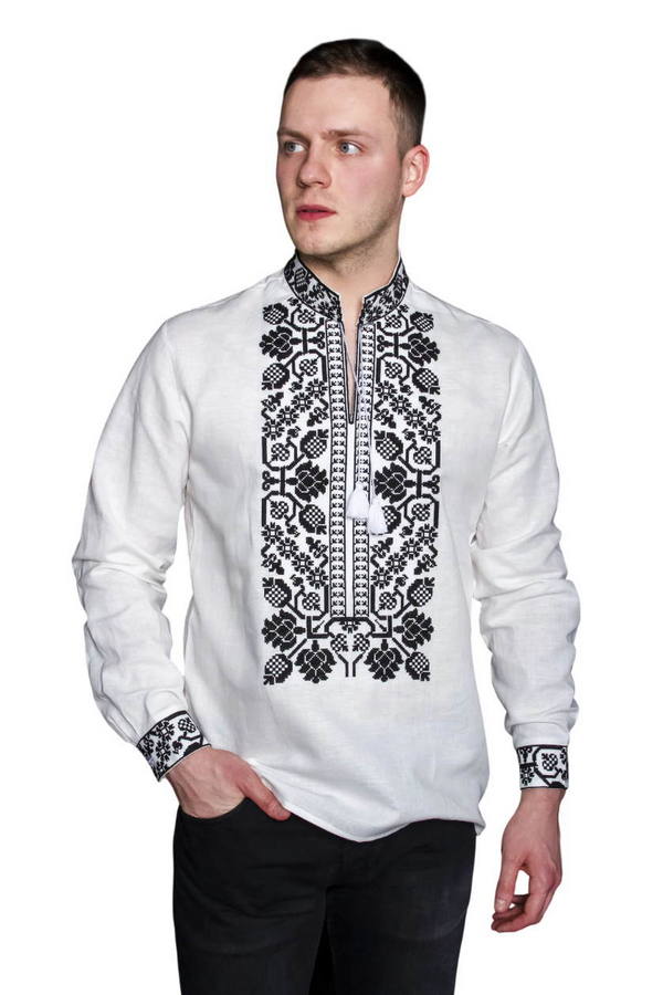 Vsevolod white embroidered shirt with black embroidery 