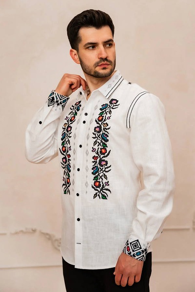 Men's vyshyvanka Myroslav, white, size XL
