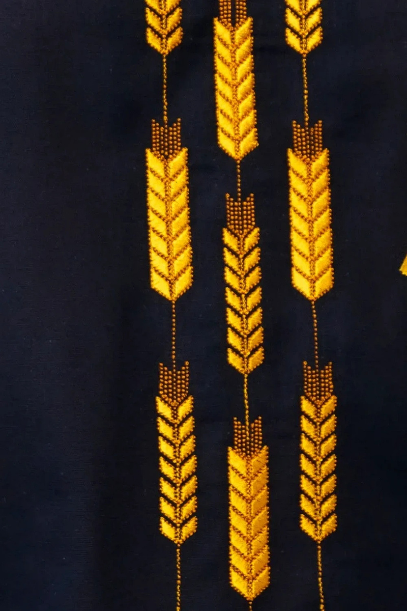 Women's embroidered shirt with wheat ears "Golden Fields" in black color